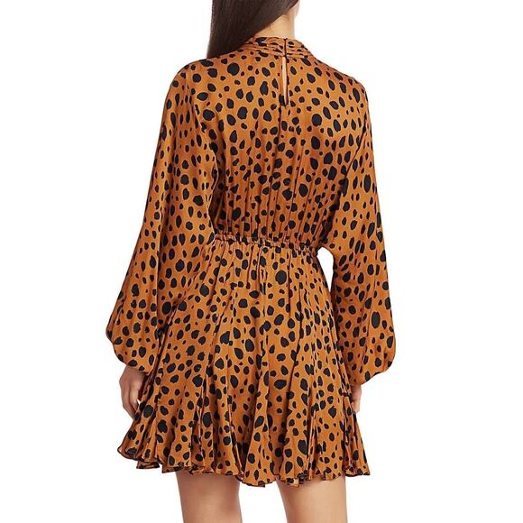 Rhode Dresses Brown Black Leopard Print Long Sleeve Caroline Mini Dress XS - Picture 4 of 14